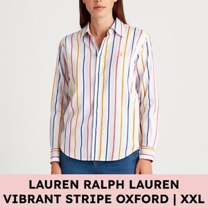 Lauren Ralph Lauren button front cotton shirt vibrant stripe XXL white